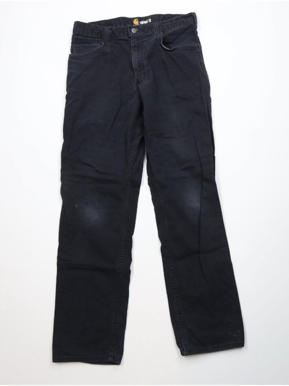 Vtg Y2K Carhartt Mens 33x32 Distressed Relaxed Fit Stretch Canvas Pants Black